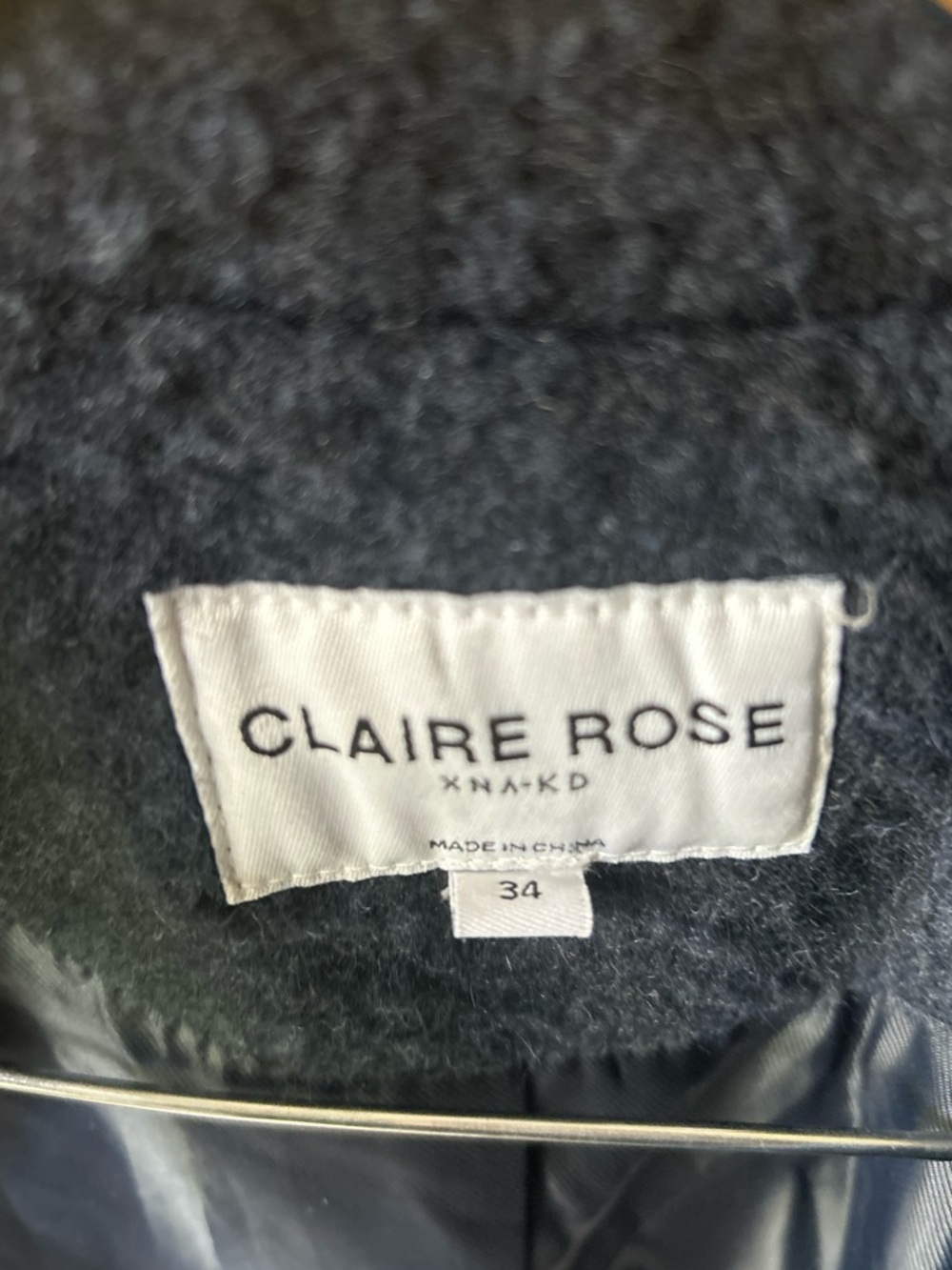 CLAIRE ROSE X NA-KD Navy Blue Brushed Wool Blazer Coat 34 Small - Picture 12 of 12